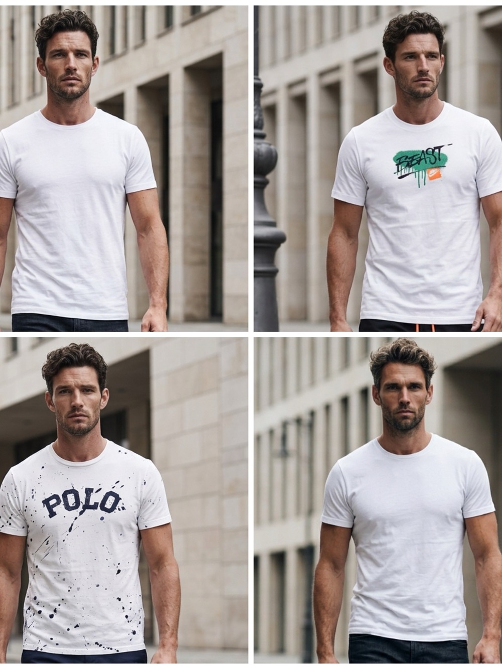 Bundle of (4) Boys Size (14/16) White Short Sleeve Graphic & Plain Shirts Pack